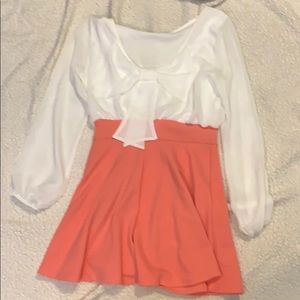 Pink and white dress with bow